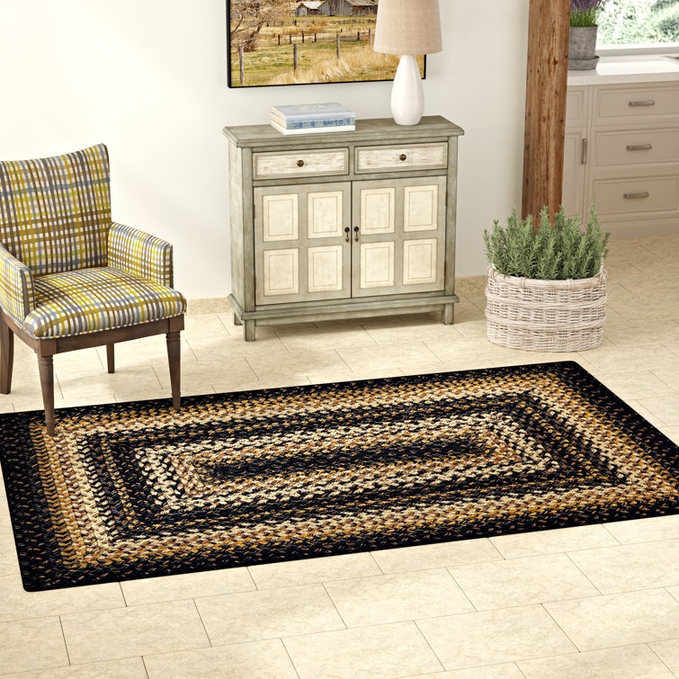August Grove® Kimberlin Chevron Braided Jute/Sisal Brown Area Rug